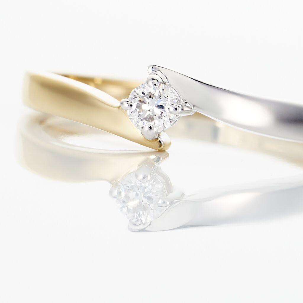 Bague Solitaire Francienne Or Bicolore Diamant - Spannringe Damen | OROVIVO