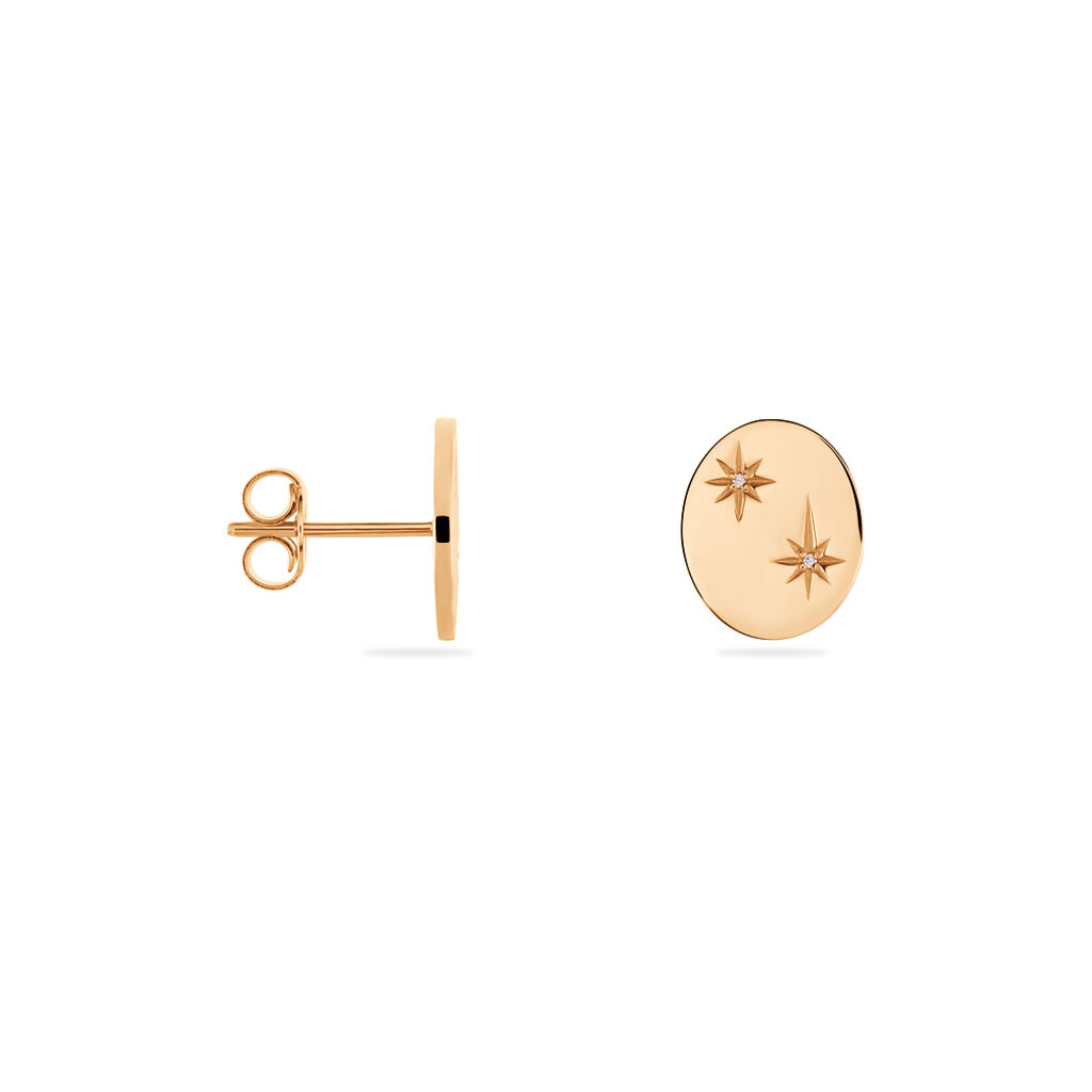 Damen Ohrstecker Silber rosevergoldet 925 Diamant 0,01ct Oval Stefanie  - Ohrstecker Damen | OROVIVO