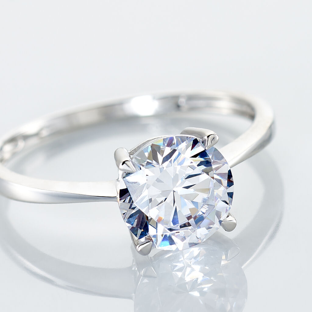 Bague Solitaire Abriel Or Blanc Oxyde De Zirconium - Spannringe Damen | OROVIVO