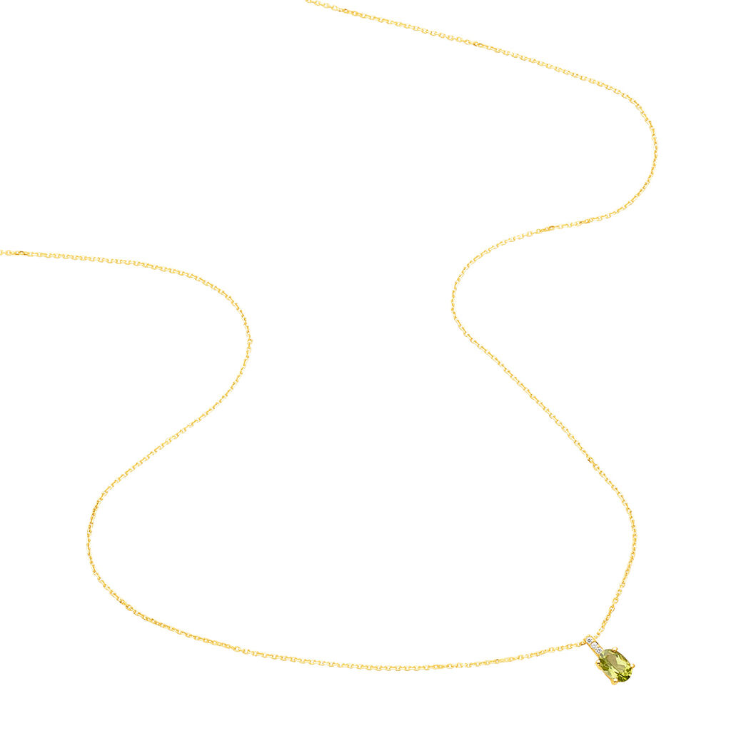Damen Collier Gold 375 Peridot Grün 0,49ct Oval Elenea - Halsketten Damen | OROVIVO