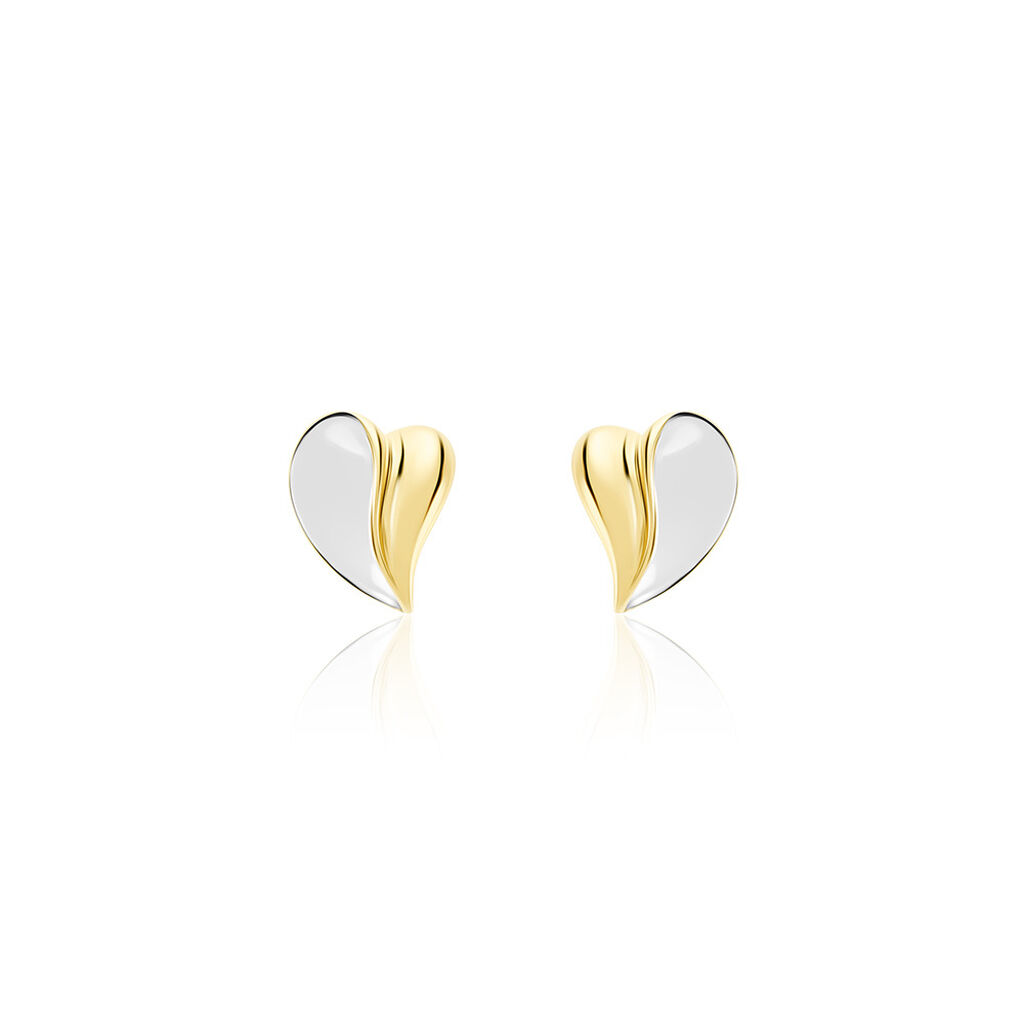 KALI Damen Ohrstecker Silber Bicolor Gelb/Silber 925 Blatt - Ohrstecker Damen | OROVIVO