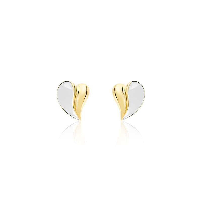 KALI Damen Ohrstecker Silber Bicolor Gelb/Silber 925 Blatt - Ohrstecker Damen | OROVIVO