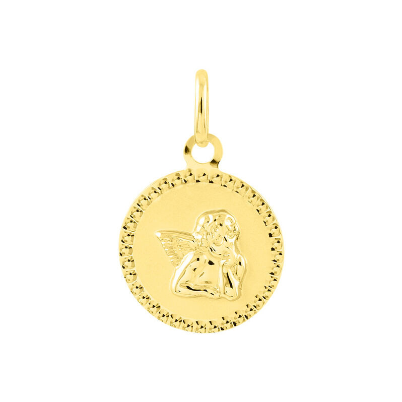 Pendentif Ange Rond Cisele Or Jaune - Spannringe Familie | OROVIVO
