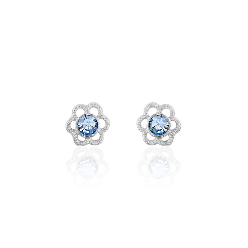 Kinder Ohrstecker Silber 925 Blauer Kristall Blume - Ohrstecker Kinder | OROVIVO