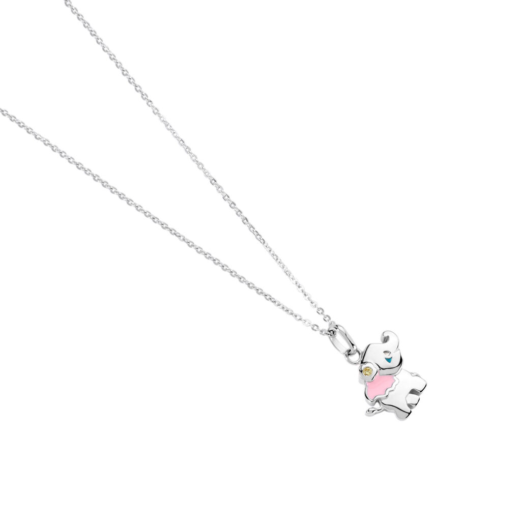 ELEFANT Kinder Collier Silber 925 Zirkonia Wei&szlig; Elefant