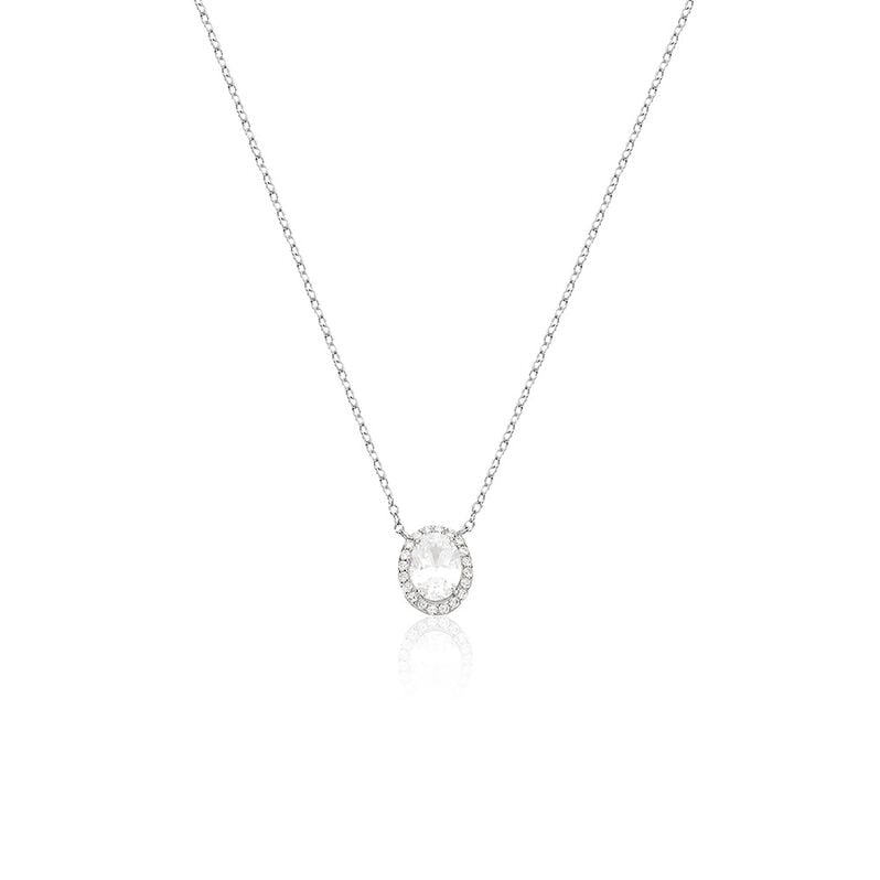 AMINA Damen Collier Silber 925 Zirkonia Weiß 1,8 ct Oval - Halsketten Damen | OROVIVO