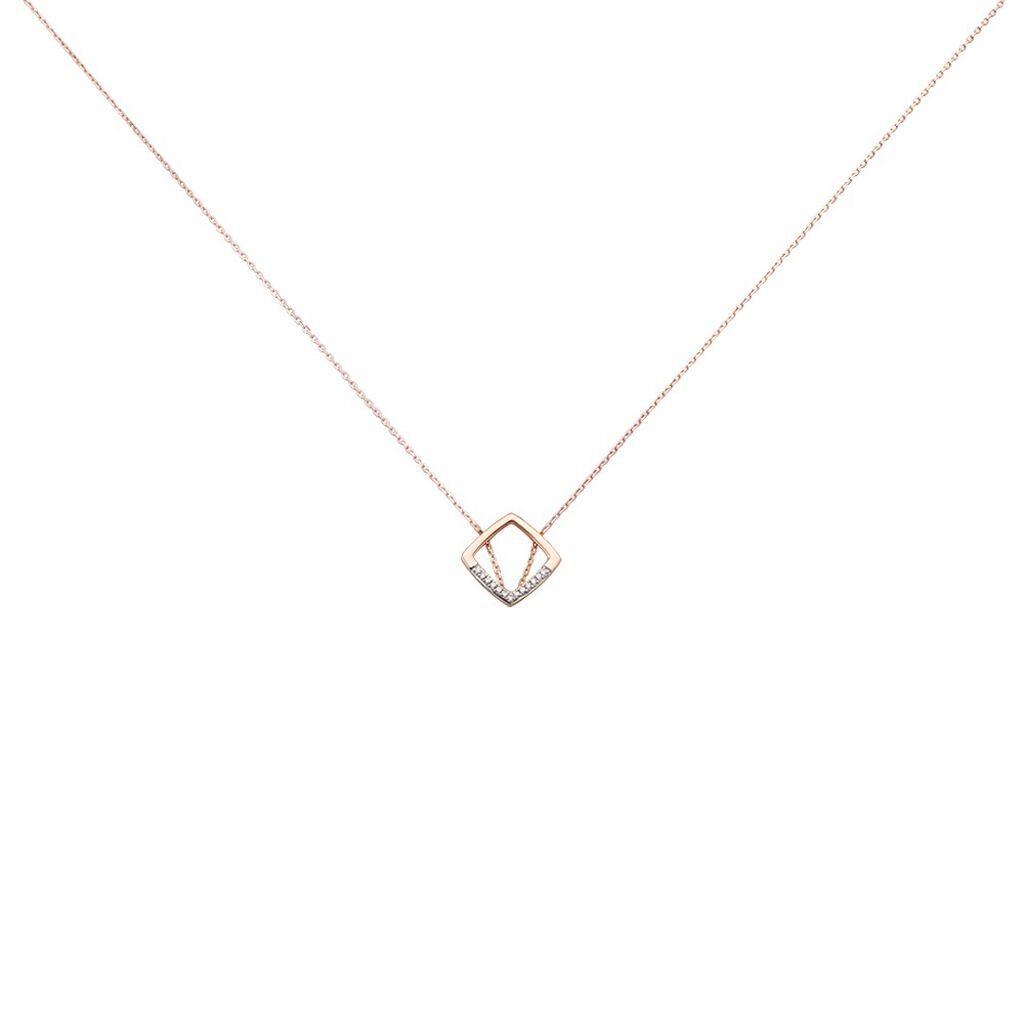 Damen Collier Rosegold 375 Diamant 0,03ct Würfel Squari 0,65mm - Halsketten Damen | OROVIVO