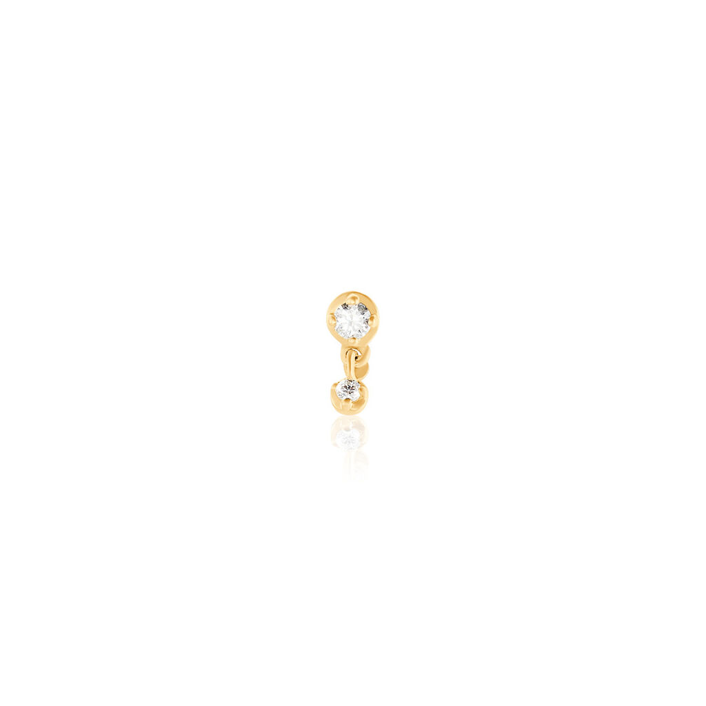VALOURA Damen Piercing Gold 375 (9 Karat) Synthetischer Diamant Wei&szlig; 0,03 ct
