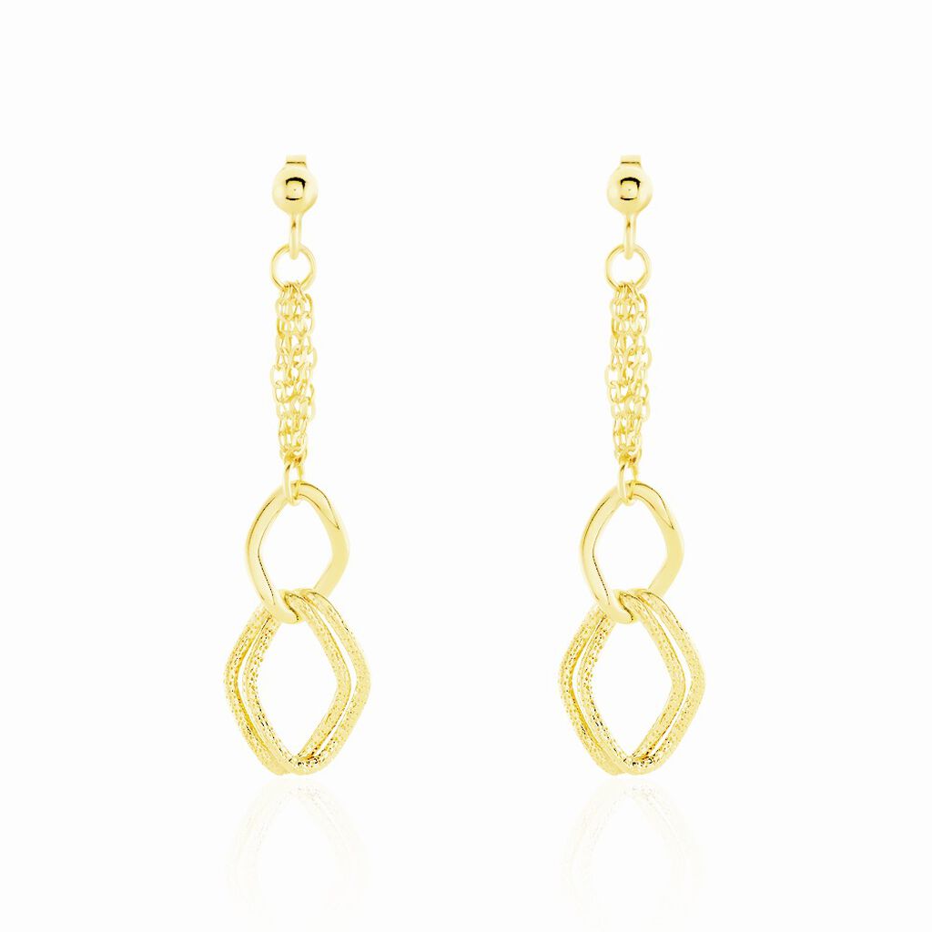 Damen Ohrstecker Lang Gold 375, Ohrringe Lang ohne Stein