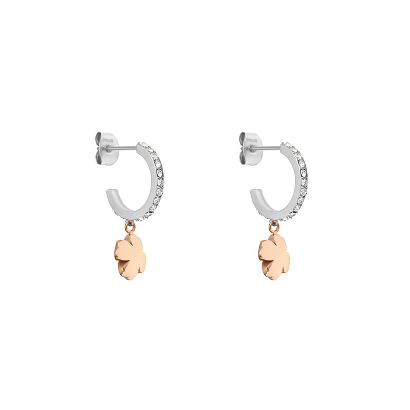 Orecchini A Cerchio Sunrise Acciaio Bicolore Bianco / Rosa Cristallo - Spannringe Damen | OROVIVO