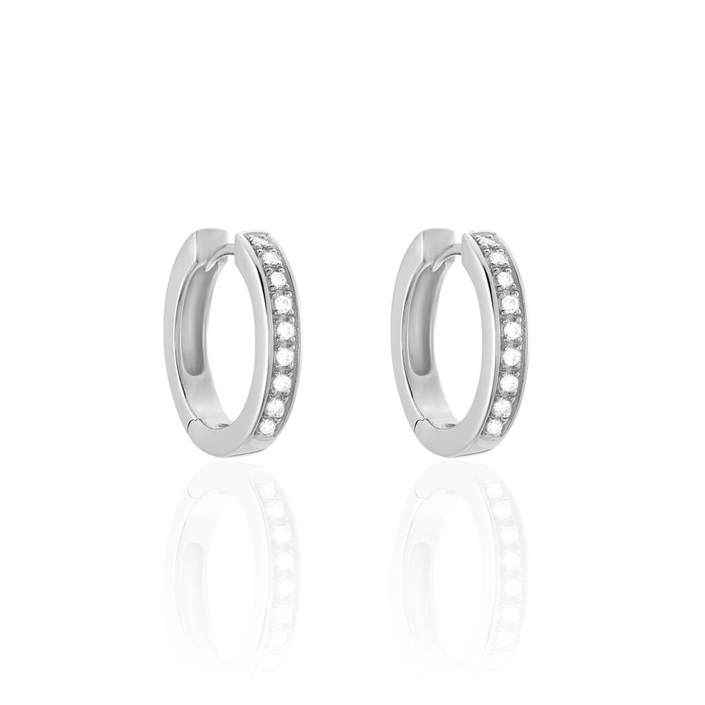 Thumbnail - ETERNAL 1 Damen Creolen Silber 925 Zirkonia Weiß B 3 mm, Creolen mit Stein