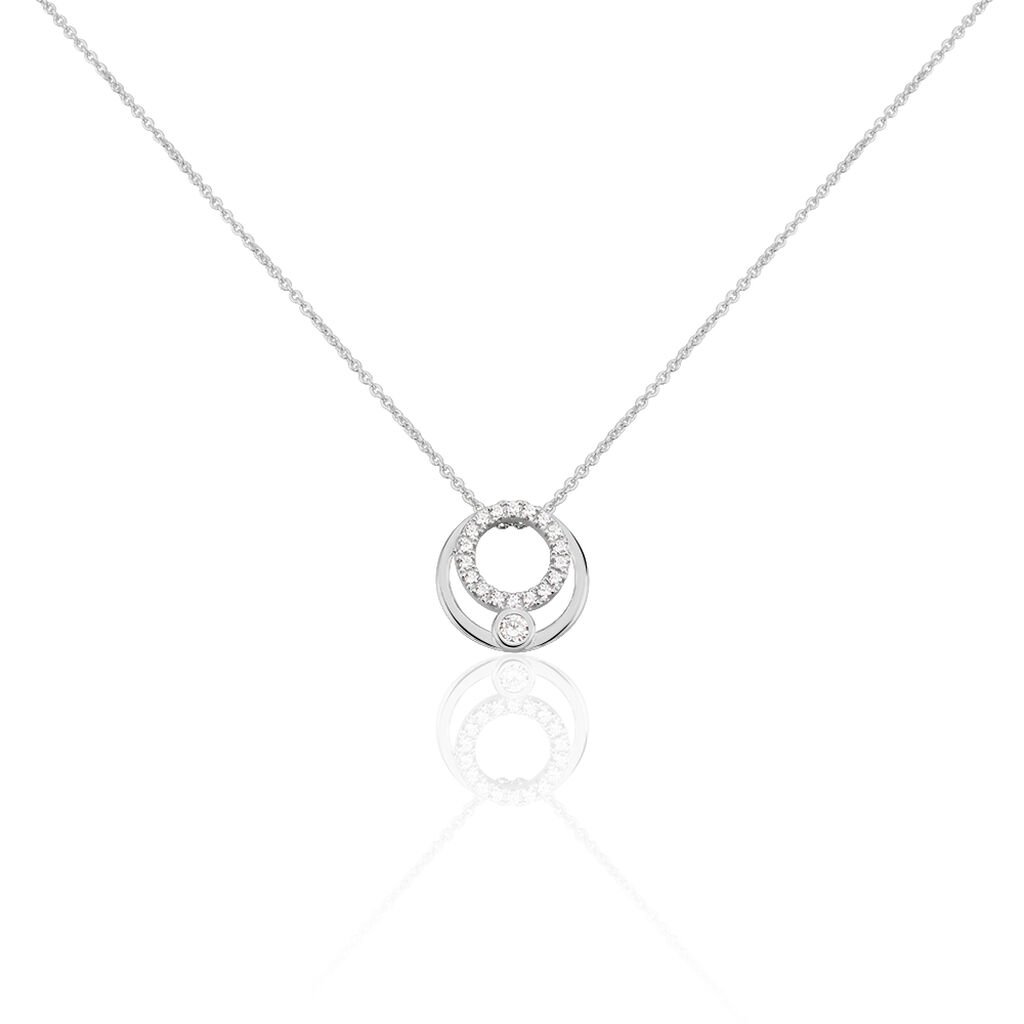LAURA Damen Collier Weißgold 375 (9 Karat) Zirkonia Weiß 0,21 ct Kreis, Collier mit Stein