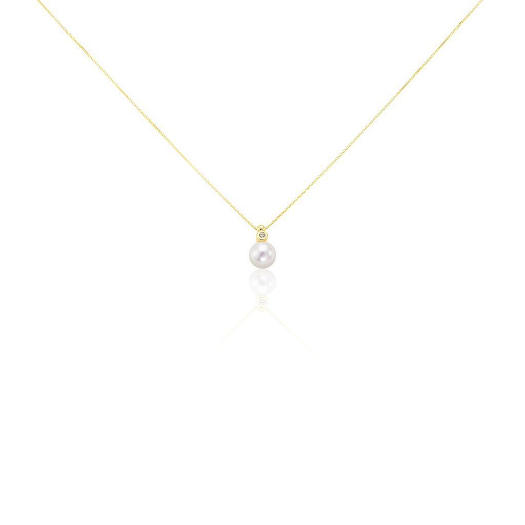 Thumbnail - Damen Halskette Gold 375 Zuchtperlen Zirkonia Willow, Collier mit Stein