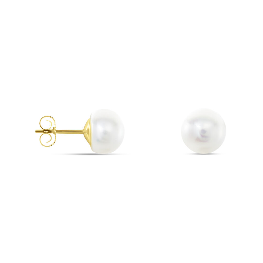 BOUTON Damen Ohrstecker Gold 585 (14 Karat) Zuchtperle Perlmutt Ball