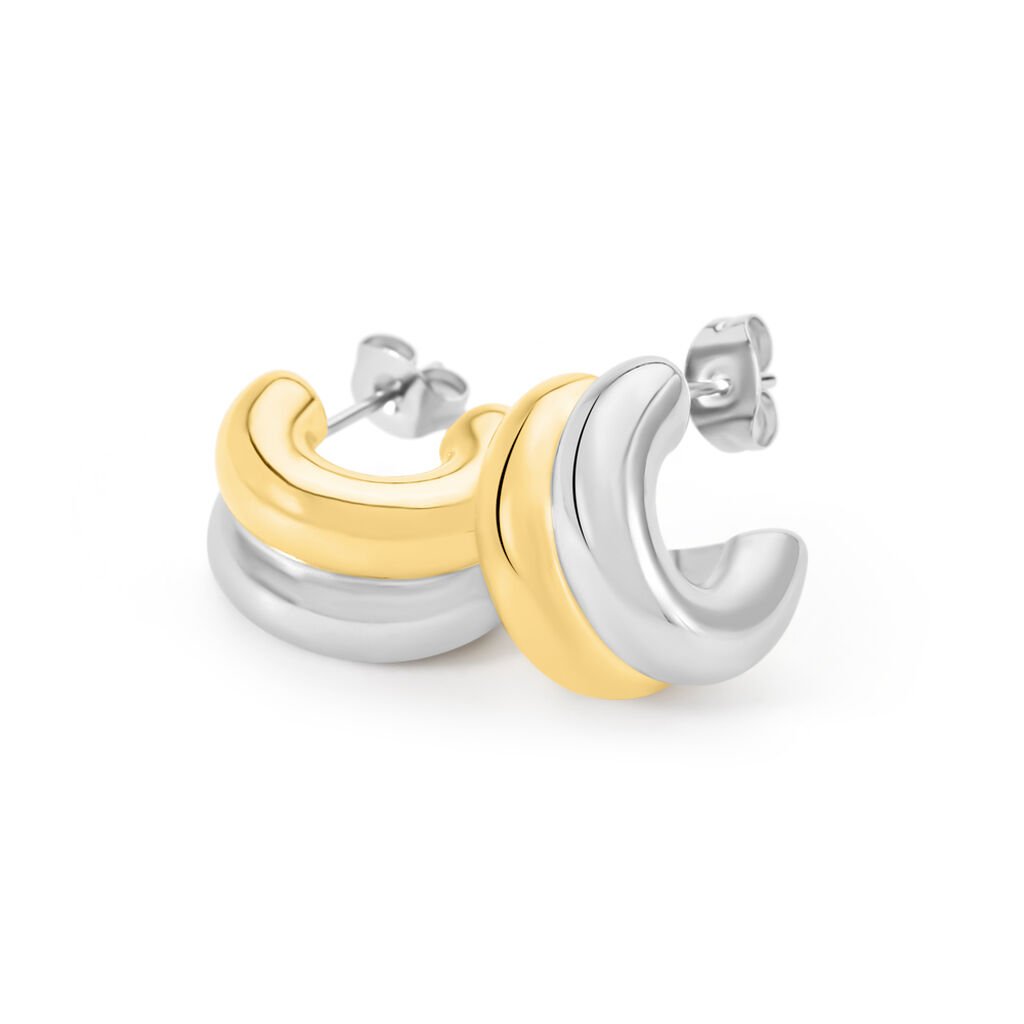 ALBA Damen Creolen Edelstahl Bicolor Gelb/Silber - Creolen Damen | OROVIVO