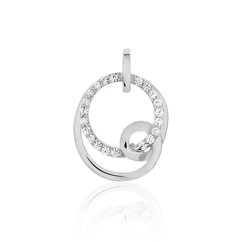 Damen Anhänger Silber 925 Zirkonia Weiß Kreis, Anhänger mit Stein