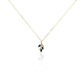 Damen Collier Gold 375 Saphir Blatt Irisa - Ketten mit Stein Damen | OROVIVO
