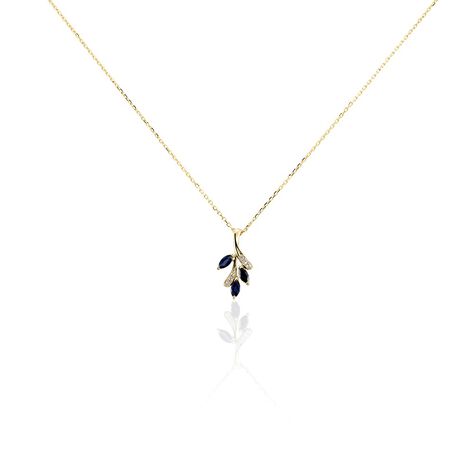 Damen Collier Gold 375 Saphir Blatt Irisa - Halsketten Damen | OROVIVO