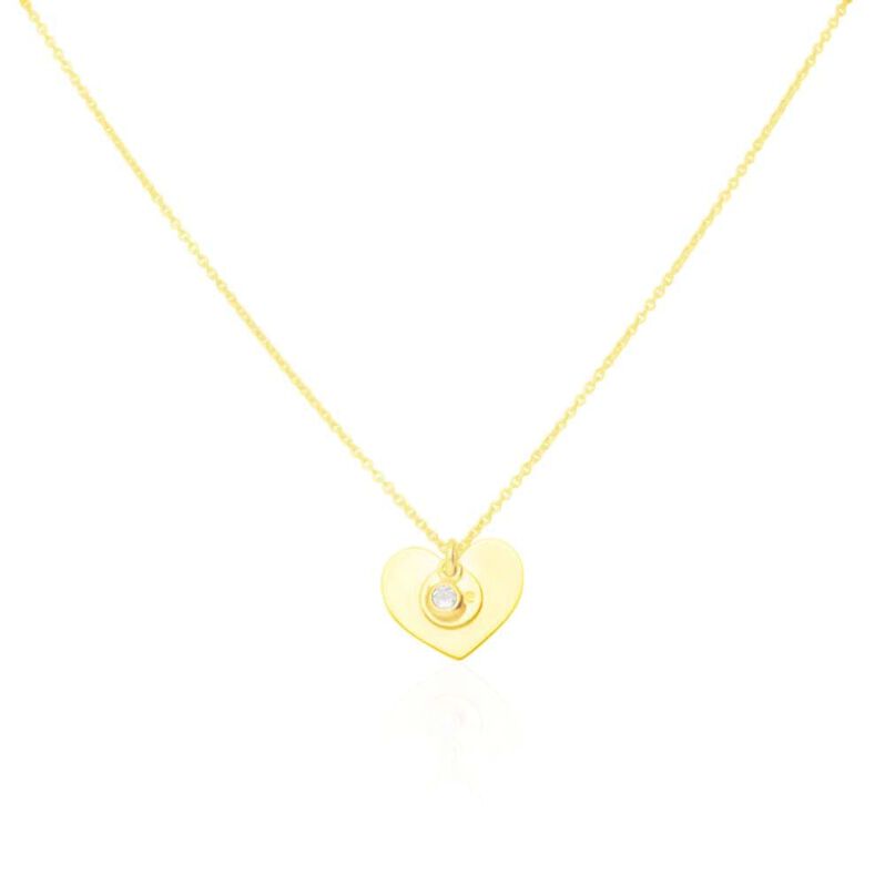 Collana in argento dorato e zirconi con pendente cuore e scritta 'Love' - Spannringe Damen | OROVIVO