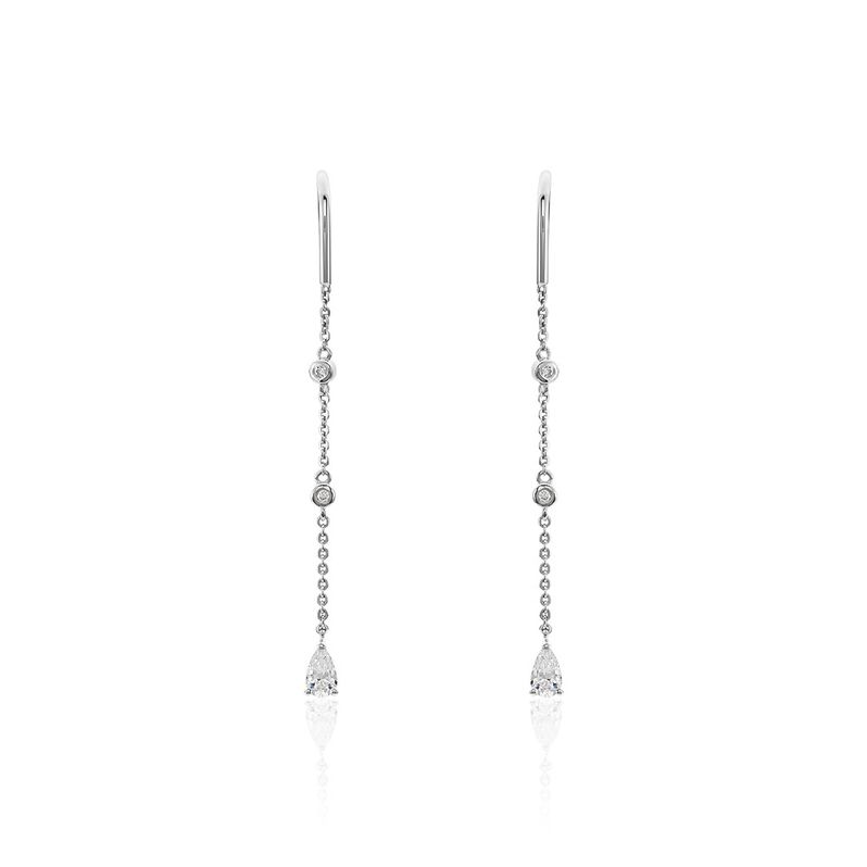 Boucles D'oreilles Pendantes Lanty Argent Weiss Oxyde De Zirconium - Spannringe Damen | OROVIVO