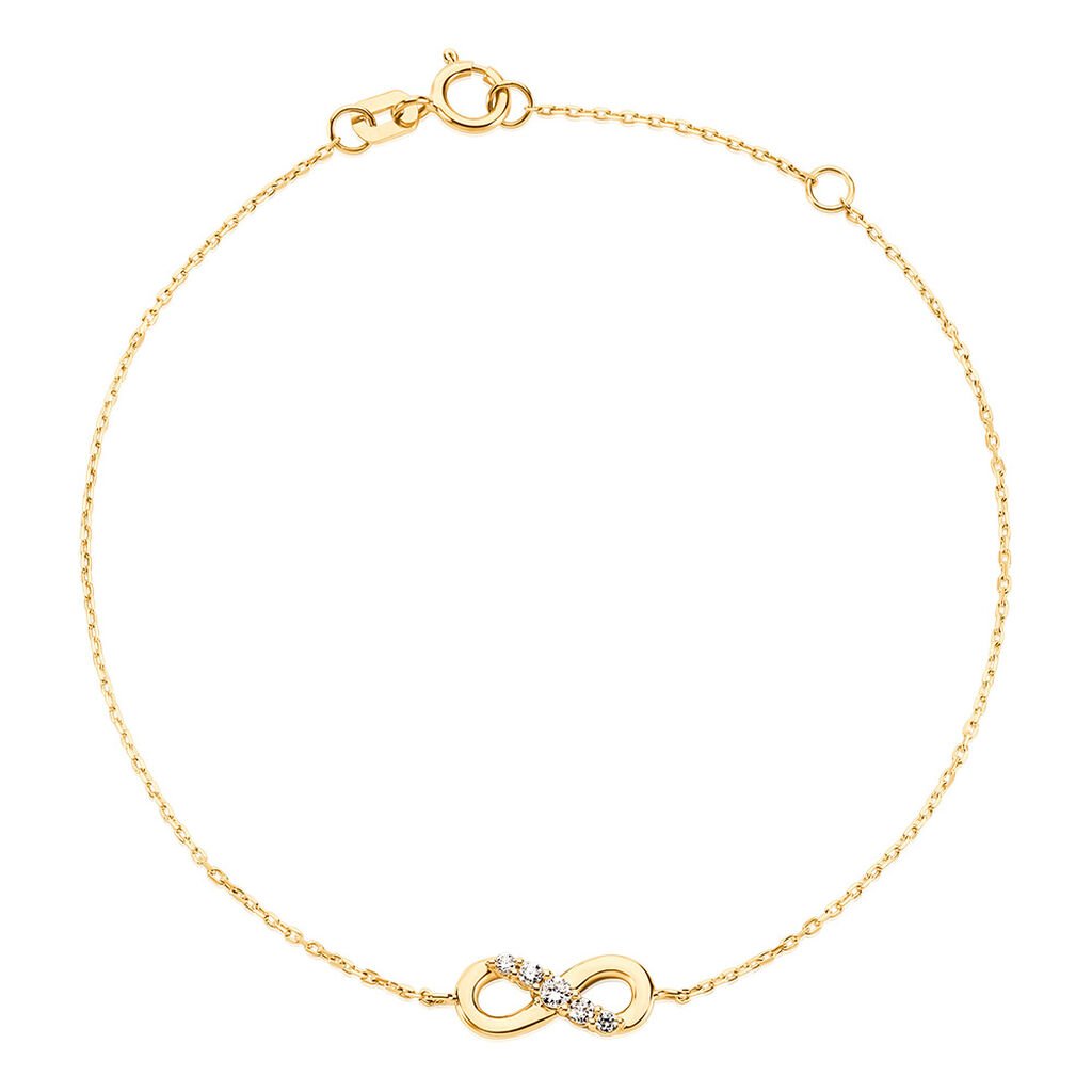 LUCIANA Damen Armband Gold 375 (9 Karat) Synthetischer Diamant Weiß 0,03 ct Unendlichkeit - Armbänder mit Anhänger Damen | OROVIVO