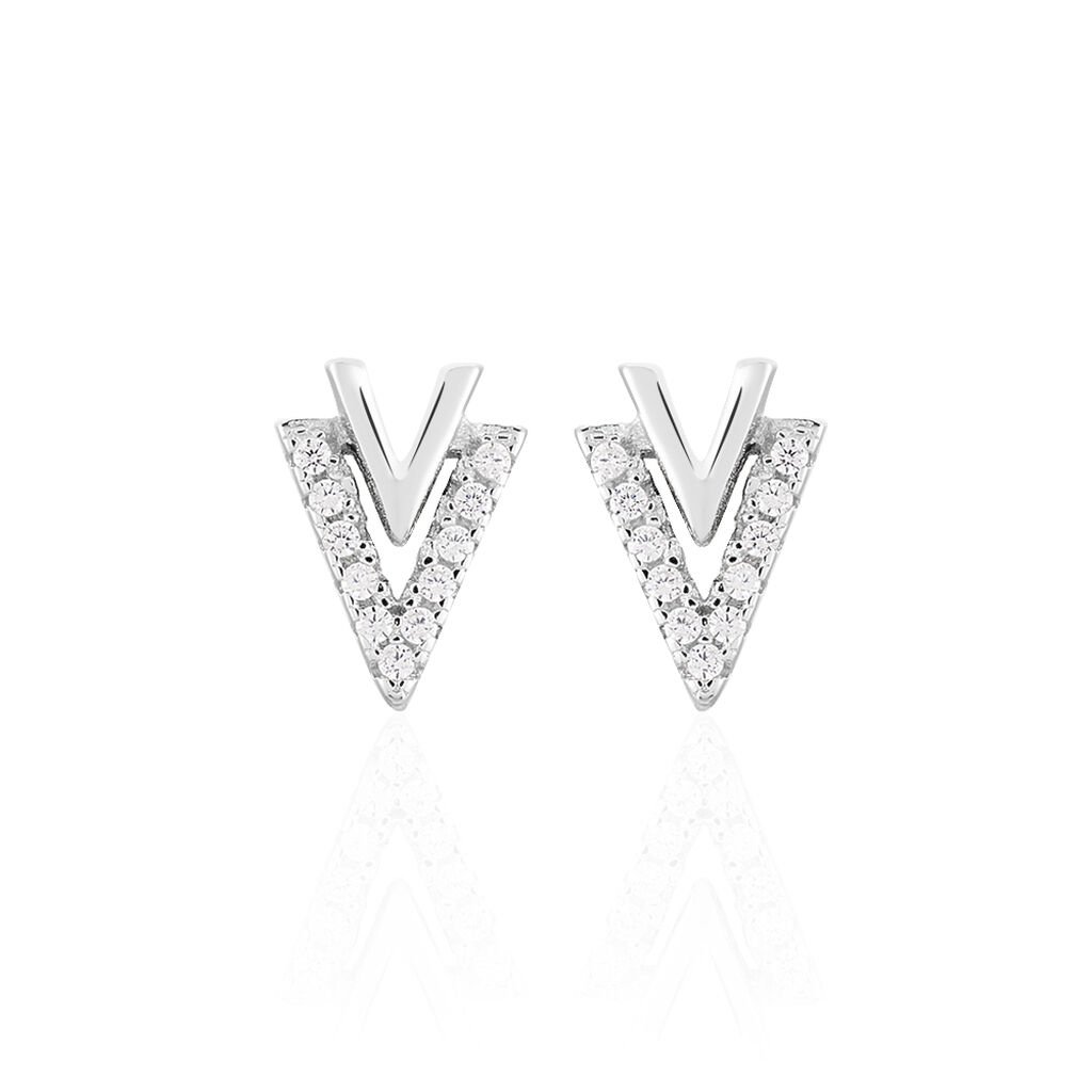 AMELLIA DREIECK 6 Damen Ohrstecker Silber 925 Zirkonia Weiß - Ohrstecker Damen | OROVIVO