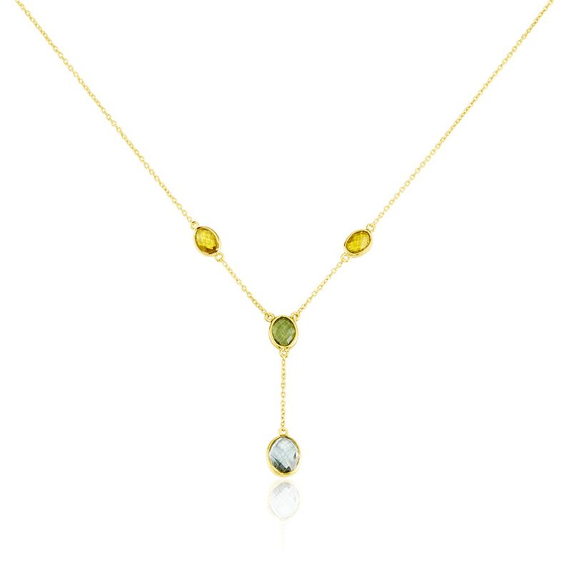 ZORNICA Damen Collier Silber vergoldet 925 Andere Steine Gr&uuml;n 1,45 ct - Halsketten Damen | OROVIVO