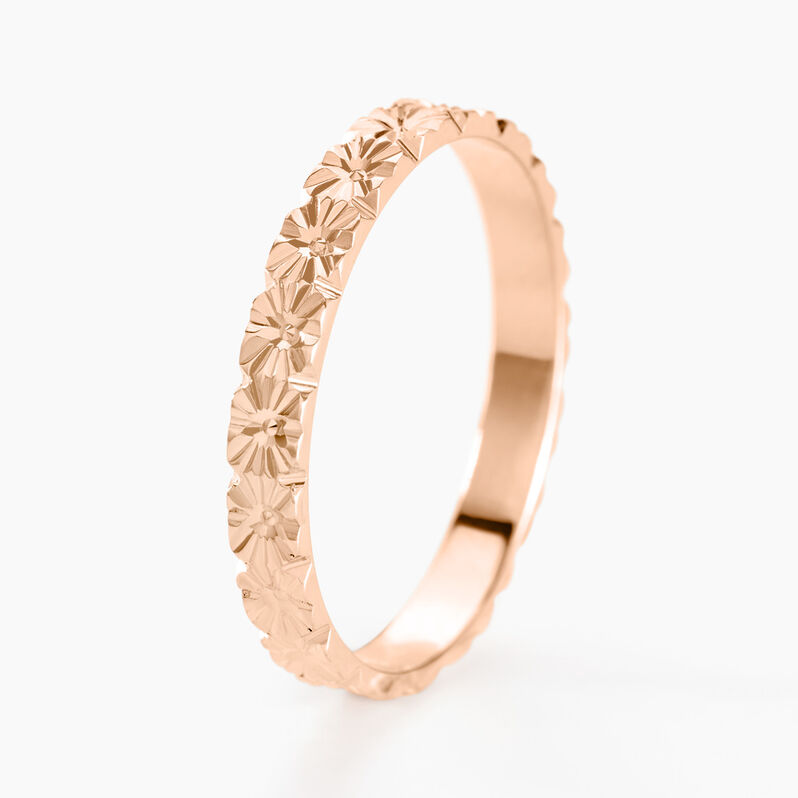 Alliance Fleur Diamantee Ruban Plat Or Rose - Spannringe Unisex | OROVIVO