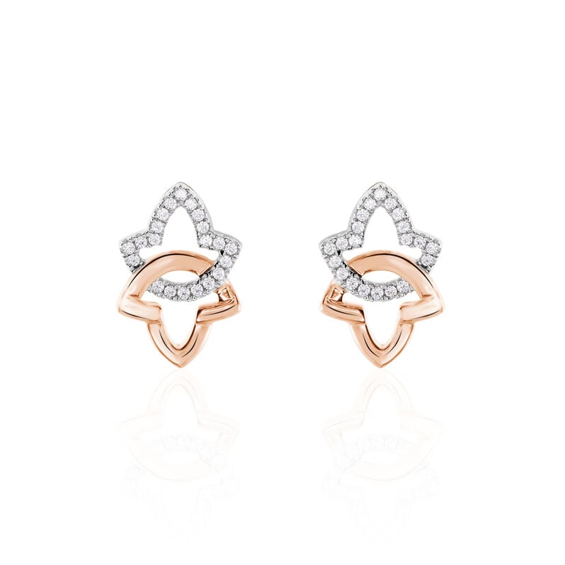 Damen Ohrstecker Gold Bicolor 375 Zirkonia Blume Marlies  - Ohrstecker Damen | OROVIVO