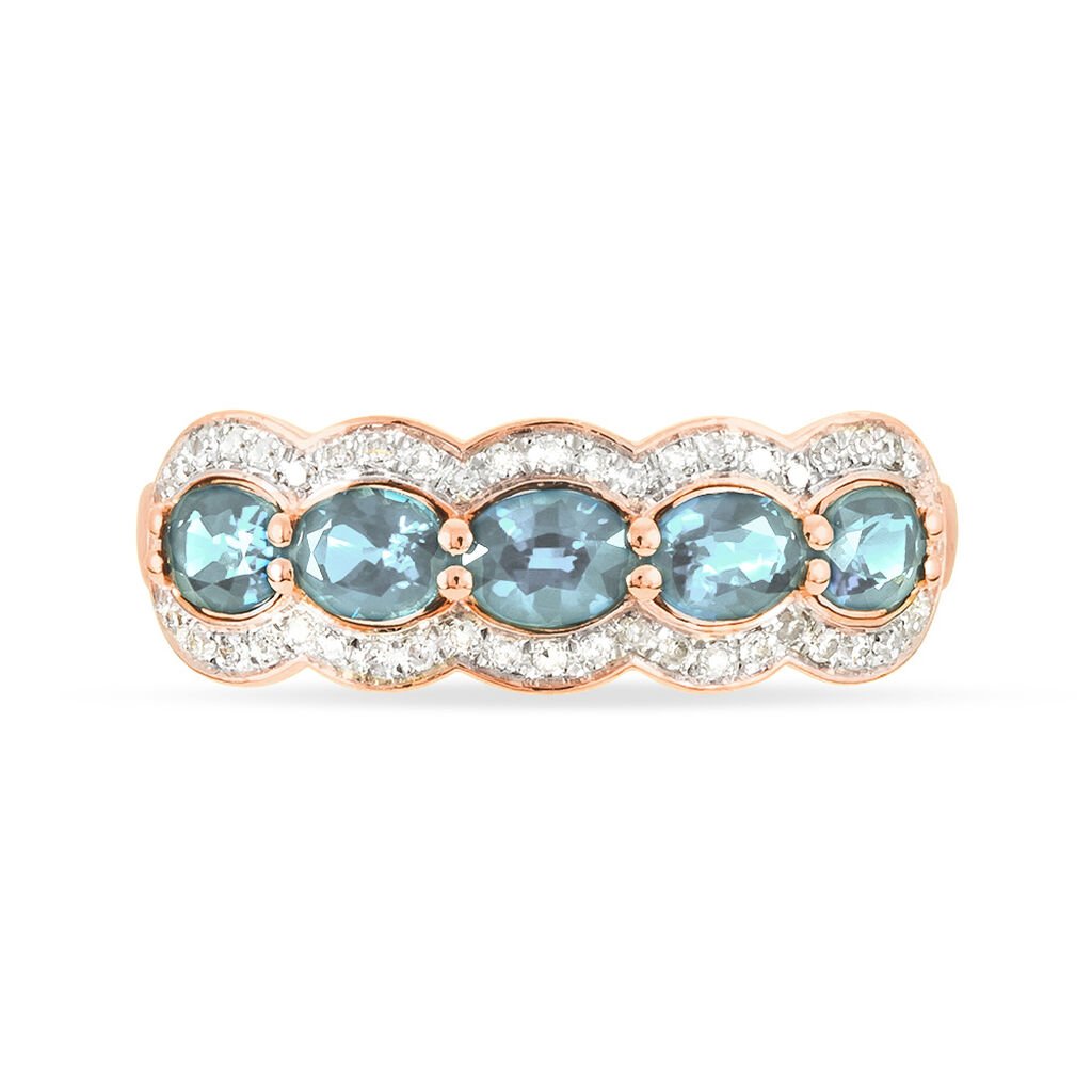 Bague Margaux Or Rose Aigue Marine Et Diamant - Spannringe Damen | OROVIVO
