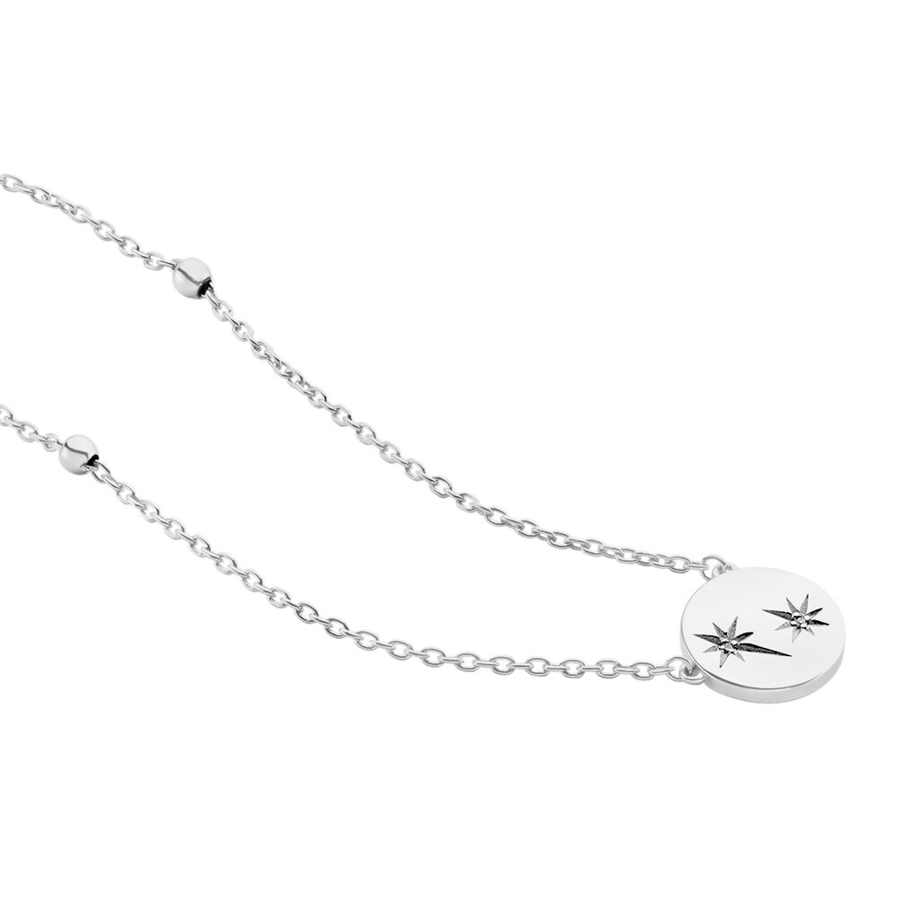 VIKTORIA Damen Collier Silber 925 Diamant Wei&szlig; 0,01 ct Oval B 1,31 mm