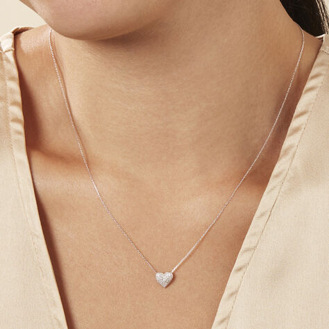 Damen Collier Weißgold 375 Diamant 0,12ct Herz Ti Amo 0,70mm 45cm - Halsketten Damen | OROVIVO