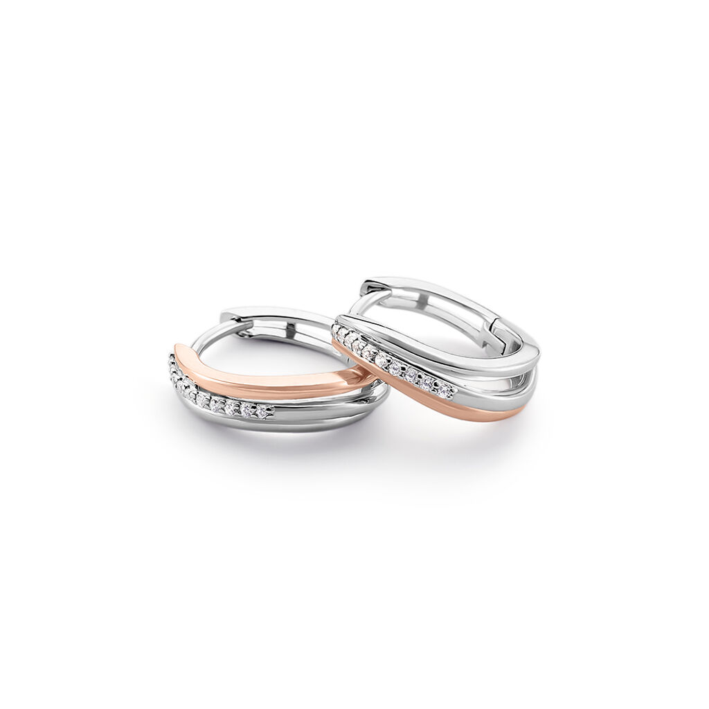 Damen Creolen Silber Bicolor Silber/Roségold 925 Geometrisch Josie - Creolen Damen | OROVIVO