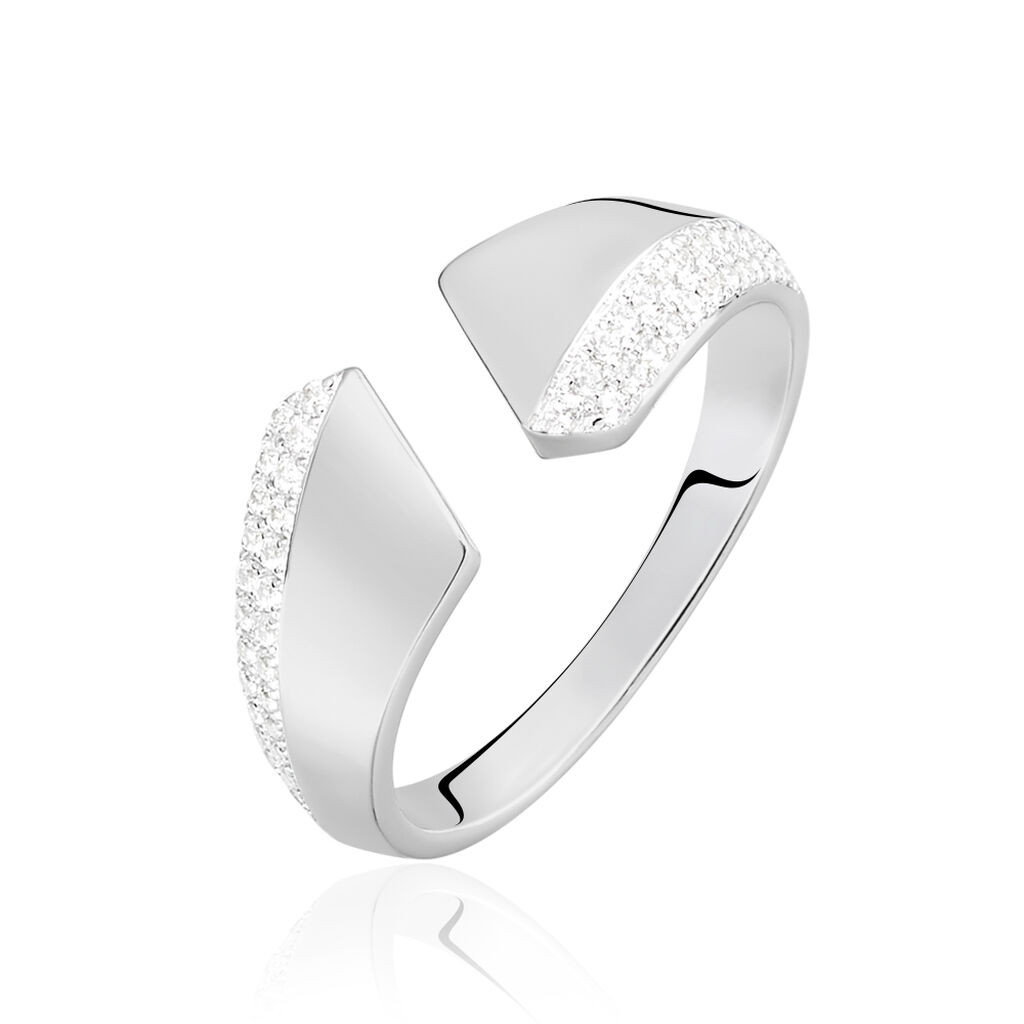 AURELIE Damen Ring Wei&szlig;gold 375 (9 Karat) Zirkonia Wei&szlig; 0,43 ct