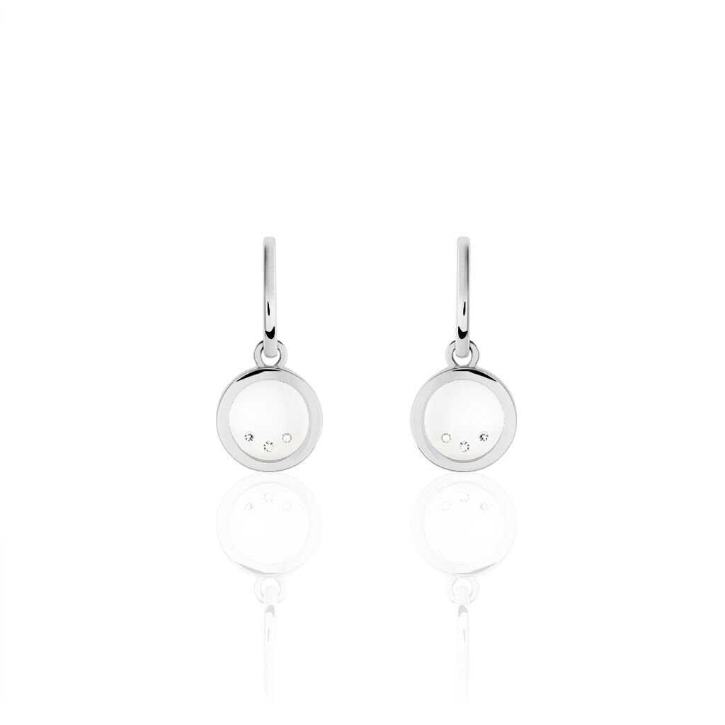 GOLANA Damen Ohrstecker Silber 925 Diamant Weiß 0,02 ct Kreis, Ohrstecker mit Stein