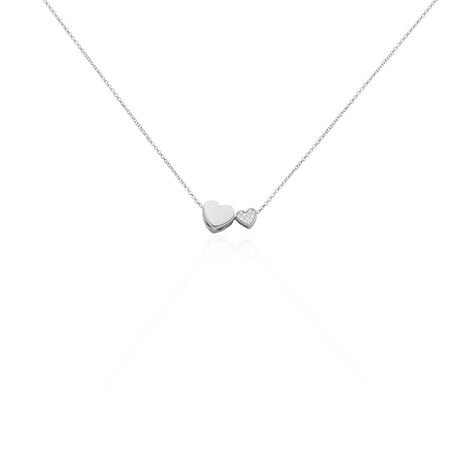 Damen Collier Silber 925 Zirkonia Wei&szlig; 0,02 ct Herz - Halsketten  | OROVIVO