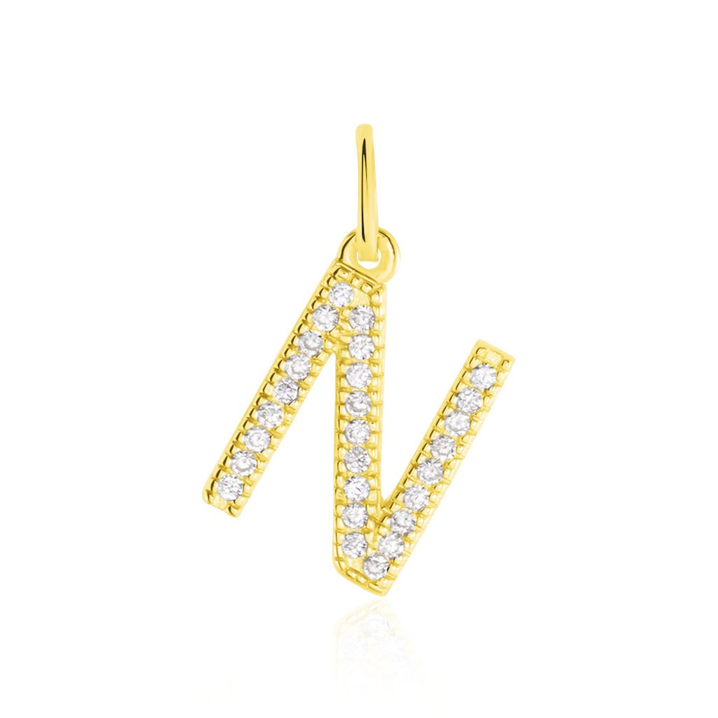 Anhänger Gold 375 Zirkonia Buchstabe N, Anhänger mit Stein