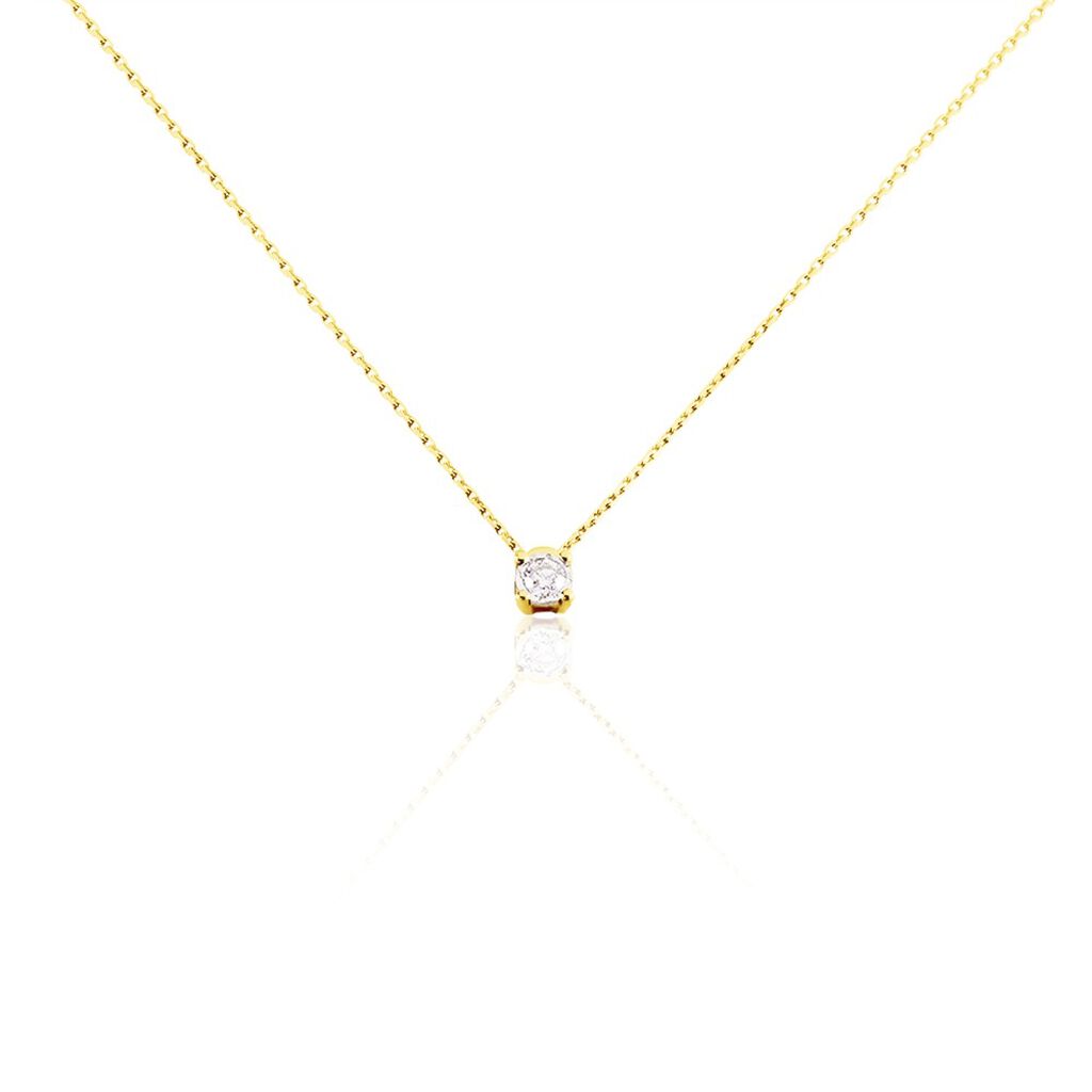 Illusion Damen Collier Gold 375 (9 Karat) Diamant Weiß 0,1 ct B 0,9 mm, Collier mit Stein