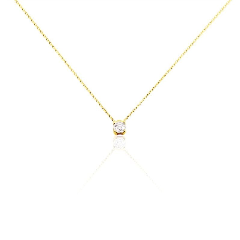 Illusion Damen Collier Gold 375 (9 Karat) Diamant Wei&szlig; 0,1 ct B 0,9 mm - Halsketten Damen | OROVIVO