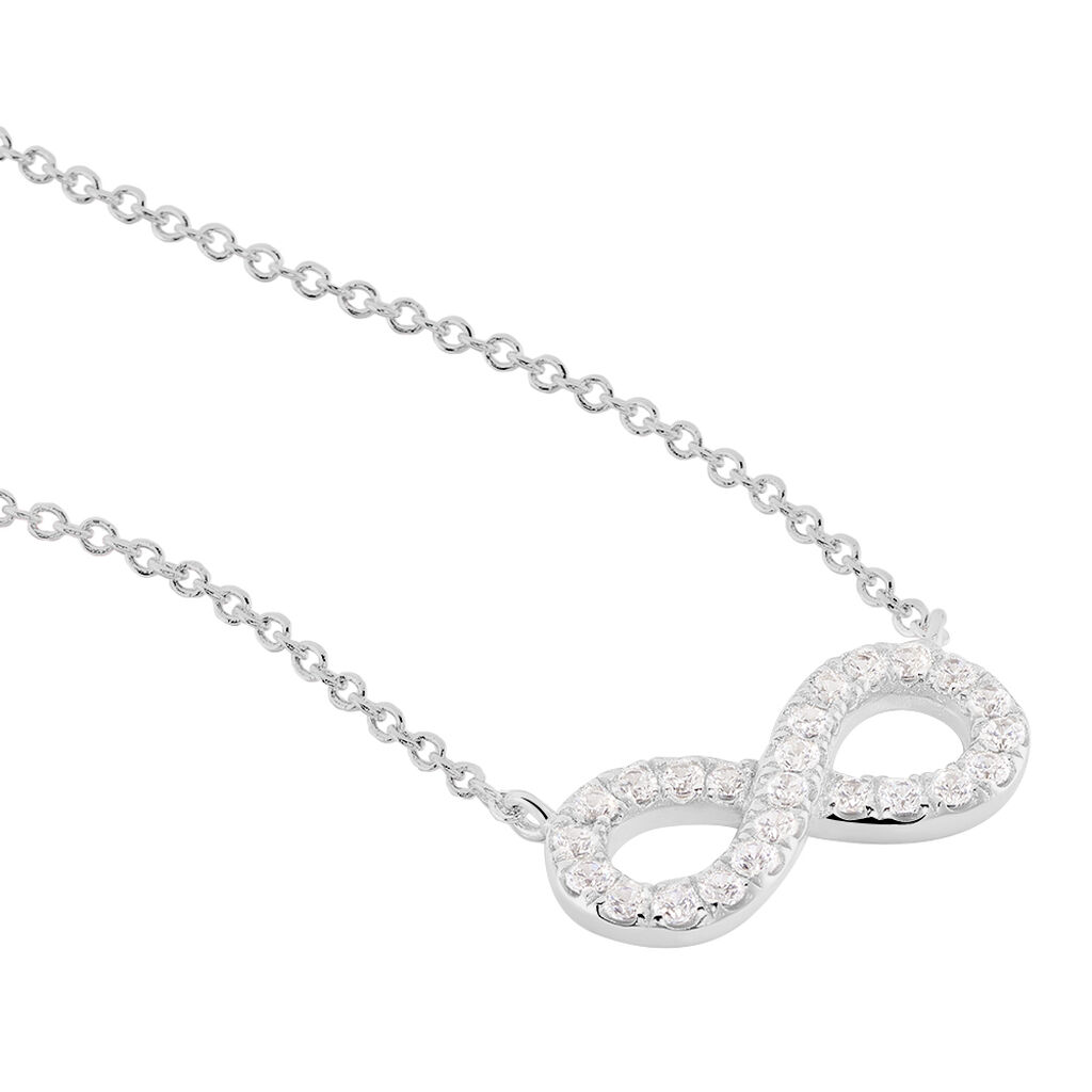 LOU 50 Damen Collier Silber 925 Zirkonia Wei&szlig; 0,05 ct Unendlichkeit