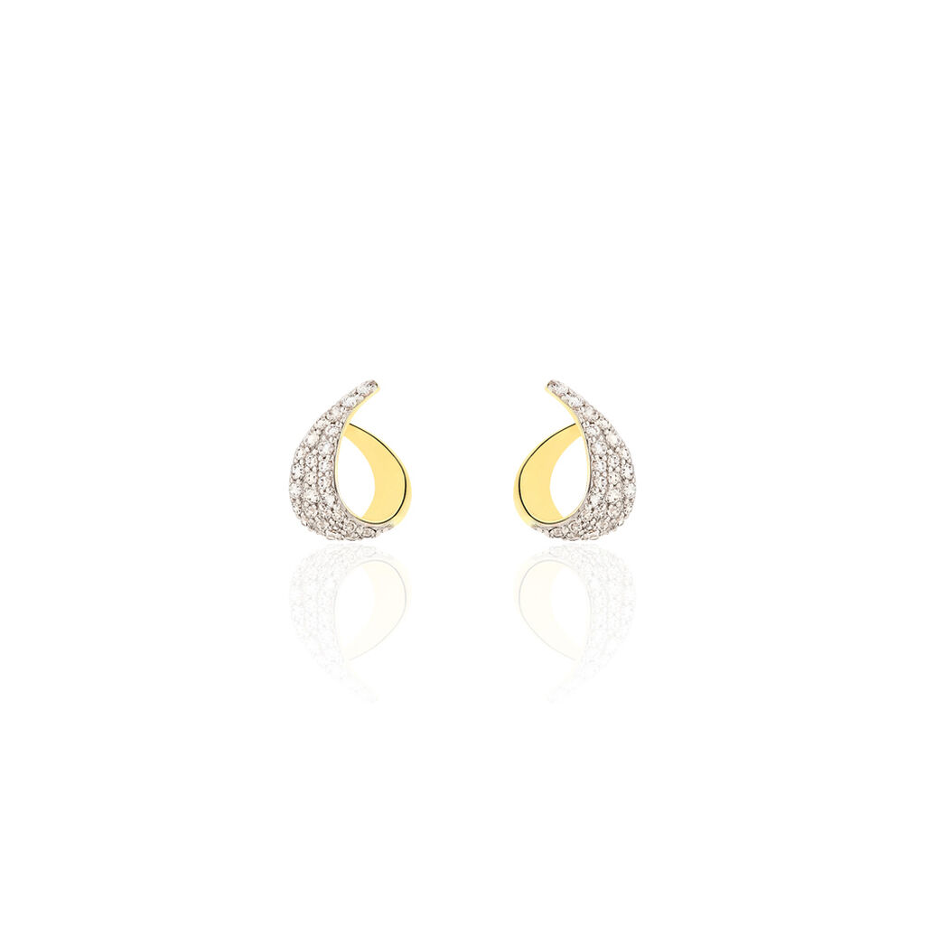 AVEC Damen Ohrstecker Gold 375 (9 Karat) Zirkonia Wei&szlig; 0,35 ct Oval