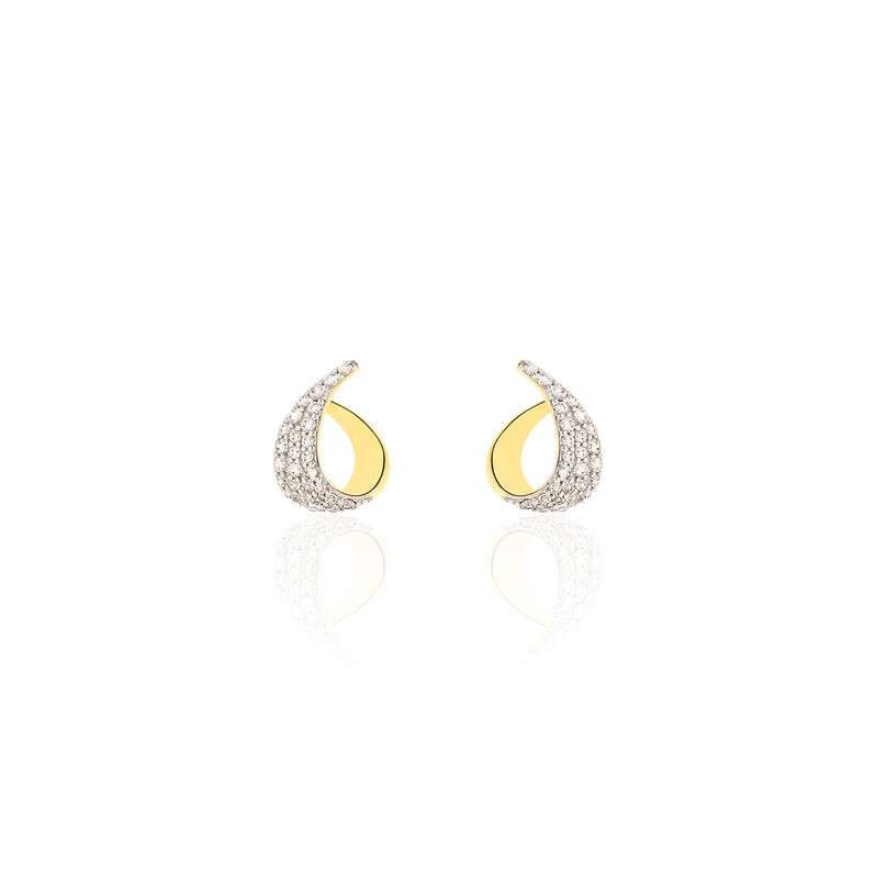 AVEC Damen Ohrstecker Gold 375 (9 Karat) Zirkonia Wei&szlig; 0,35 ct Oval - Ohrstecker Damen | OROVIVO