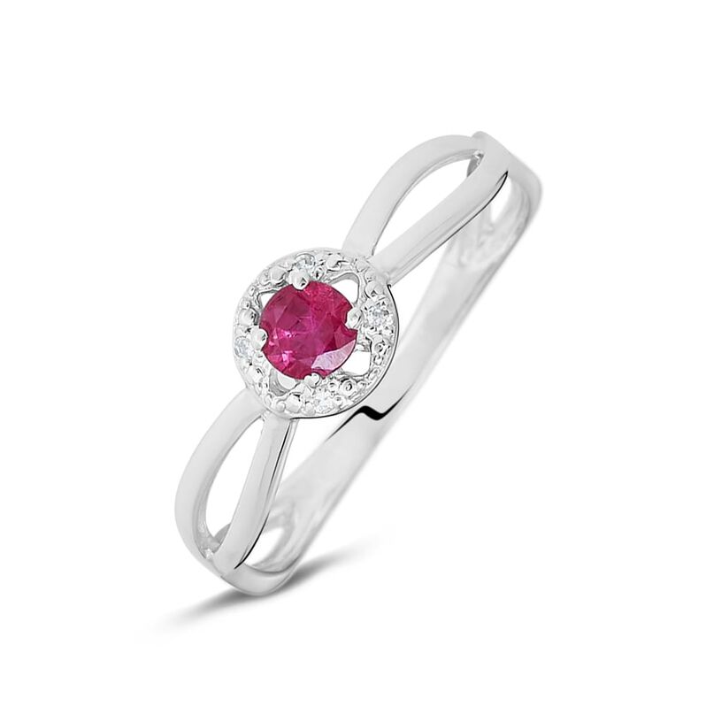 Anello Solitario Elizabeth Crown Oro Bianco Rubino Diamante - Spannringe Damen | OROVIVO