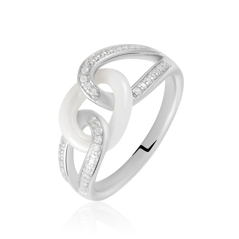 Bague Link Argent Blanc Céramique Et Oxyde De Zirconium - Spannringe Damen | OROVIVO