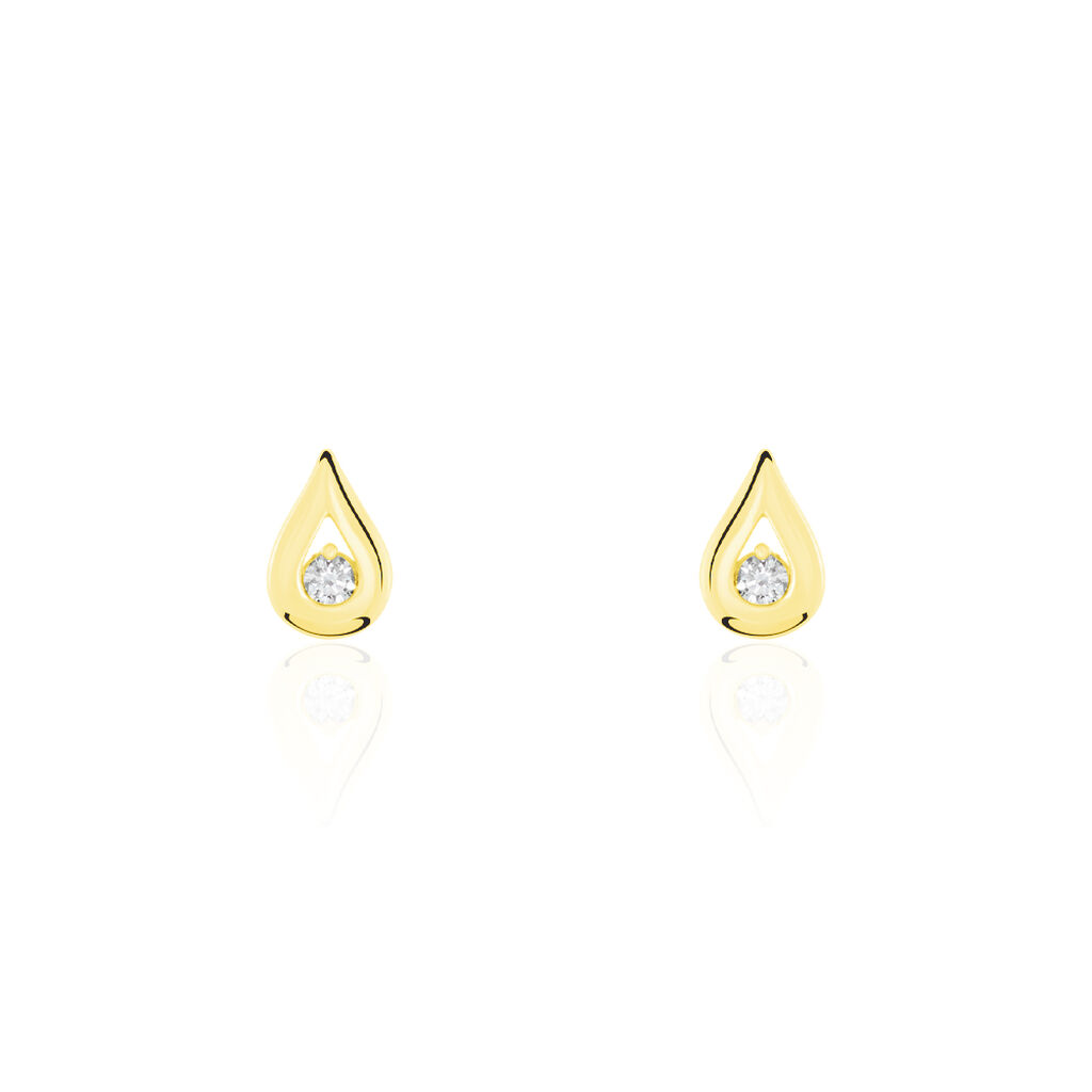 Damen Ohrstecker Gold Bicolor Gelb/Silber 375 Diamant 0,07ct Purete  - Ohrstecker Damen | OROVIVO