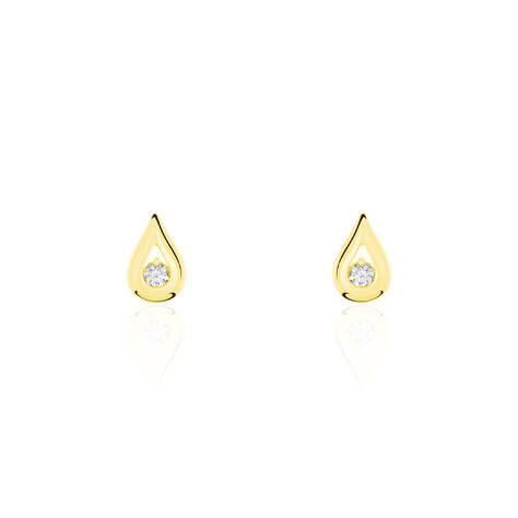 Damen Ohrstecker Gold Bicolor Gelb/Silber 375 Diamant 0,07ct Purete  - Ohrstecker Damen | OROVIVO
