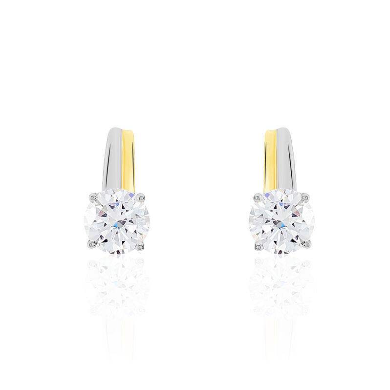 Boucles D'oreilles Puces Michele Or Bicolore Oxyde De Zirconium - Spannringe Damen | OROVIVO