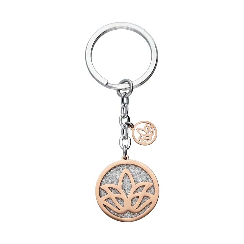 Portachiavi Sunrise Acciaio Bicolore Bianco / Rosa - Spannringe Damen | OROVIVO