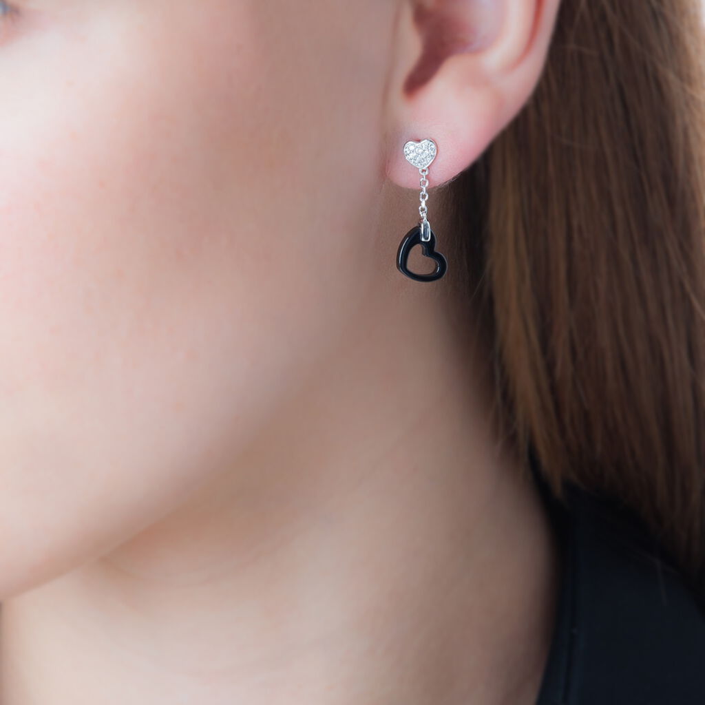 Boucles D'oreilles Pendantes Argent Oxyde De Zirconium Et Céramique - Spannringe Damen | OROVIVO