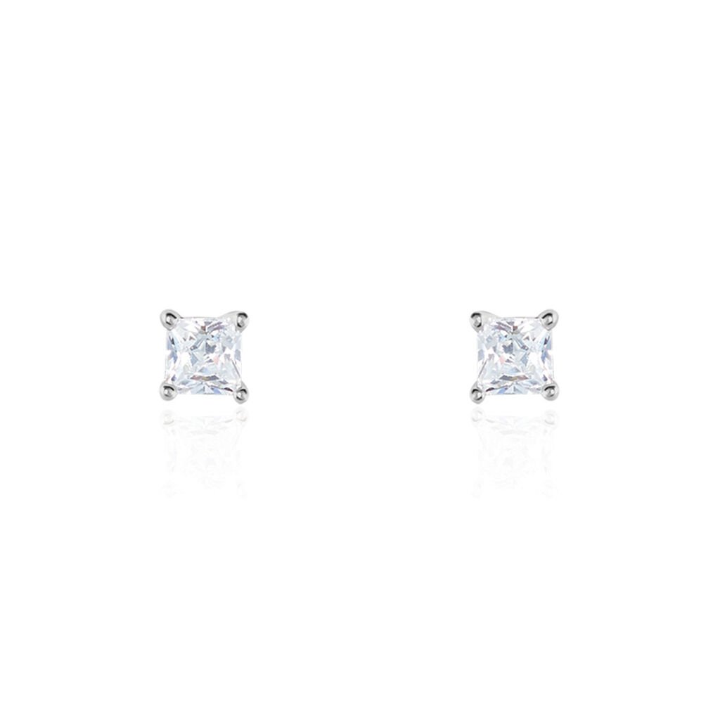 🦚 Damen Ohrstecker Silber 925 Zirkonia Viereck Biratisa , Ohrstecker mit Stein